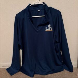 Super Bowl LV Tampa Ladies XL Blue Quarter Zip Pullover Jacket Says “Teammate”